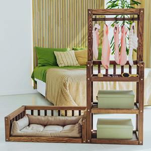 ארון עץ ארון בגדים ילדים צעצוע רב תכליתיים ארון עם 3 שכבות עבור ריהוט סלון חדר שינה - Product Image 2