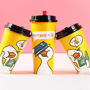 Wholesale Printing 8oz 12oz 16oz Disposable cup paper customized hot coffee double wall paper cups with sleeves and lid