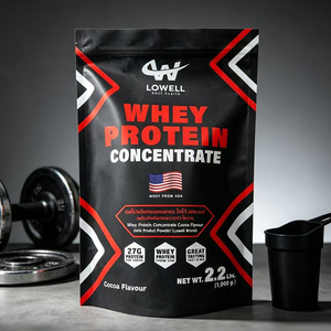 Custom Printed Black Aluminum Foil Stand Up Zipper Pouch for 500g 1000g Whey <b>Protein</b> Powder Supplement - Product Image 1