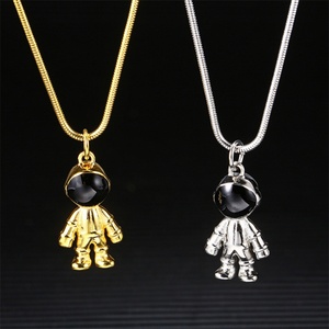 Popular Gold Plated Astronaut Pendant Necklace Stainless Steel Men Jewelry - Product Image 1