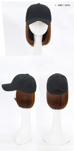 Chapeau perruque intégré femmes <span class=keywords><strong>cheveux</strong></span> courts mode casquette Simulation <span class=keywords><strong>cheveux</strong></span> bob perruque chapeau - Product Image 4