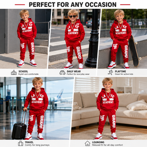 Conjuntos de Ropa para Niños con Logotipo Personalizado al por Mayor, Sudadera con Capucha de Algodón con Estampado Puff, Pantalones Deportivos y Sudadera con Capucha Vintage, Chándal para Niños - Product Image 2