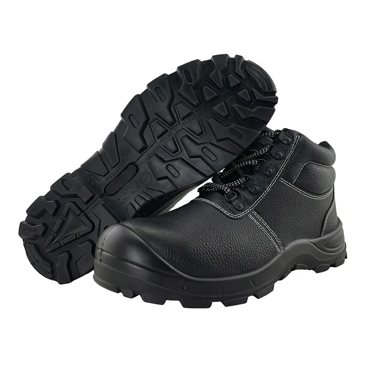 Industrial safety steel toe cow split leather basic model safety shoes work boots for men