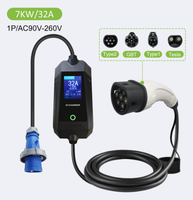 6-32A Courant Réglable 3.5kW 7kW 11kw AC Home Portable EV Chargeur Type 2 Chargeur de voiture électrique