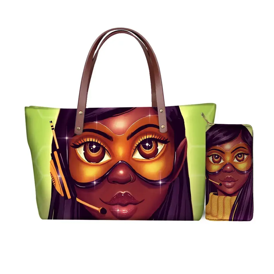Модный рюкзак vente chaude sac a main tendance 2024 sac, основной Американский Африканский черный женский Принт, кошельки и сумки для девочек
