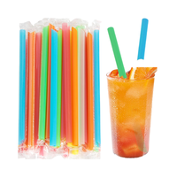AATAE Pailles à boire personnalisées, grandes, 6mm, 8mm, 10mm, 197mm, jetables, écologiques, colorées, biodégradables en PLA, pour thé au lait Boba et fêtes