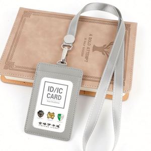 Porte-badge d'identification personnalisé en cuir PU fin avec cordon - Product Image 4