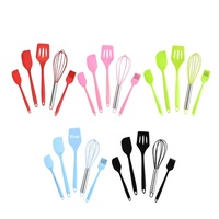 Nouvel ensemble de 5 ustensiles de cuisson en silicone : spatule, pinceau à huile, spatule à steak, fouet à œufs, résistant aux hautes/basses températures