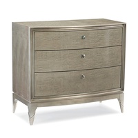 Table de chevet en bois massif antique au design moderne avec 2 tiroirs en acier inoxydable, meuble de chambre à coucher, table de chevet Rise and Shine