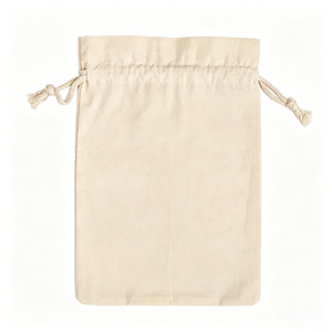 Beige Calico Drawstring Pouch Screen Printed Recyclable Canvas Dust <b>Bag</b> for Small Gifts - Product Image 3