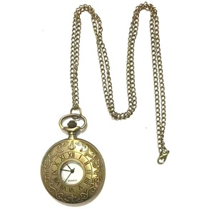 Montre de poche rétro en bronze, chiffres arabes vintage, montre de poche à quartz steampunk, collier pendentif, chaîne, <span class=keywords><strong>horloge</strong></span> - Product Image 3