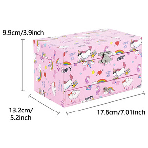 Boîte à musique personnalisée Yiyu ou <span class=keywords><strong>carrousel</strong></span>, boîte à bijoux musicale personnalisée avec tiroir et fente pour bague, design licorne, vente <span class=keywords><strong>en</strong></span> gros OEM, cadeau - Product Image 2