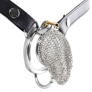 Jaula de Castidad de Acero Inoxidable FRRK, Juguetes Sexuales para Adultos para el Placer Masculino, Diseño de Malla Hueca, Anillo de Bloqueo para Pene - Product Image 1