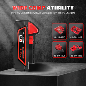 Batterie de remplacement haute performance victpower 18V 5000mAh, ignifuge, antidérapante, double protection, compatible avec les outils Milwaukee M18 - Product Image 3