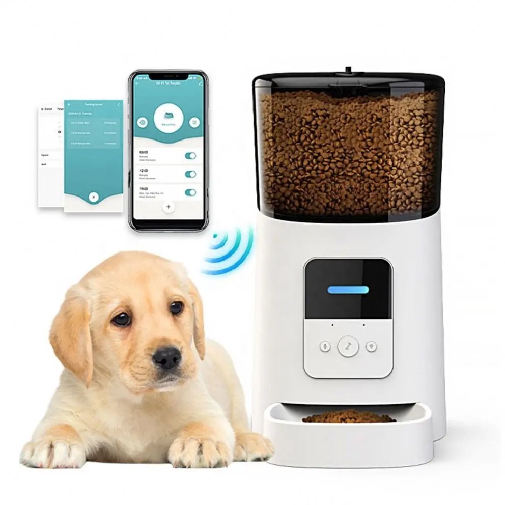 Super marchés distributeur automatique de nourriture pour chat, distributeur automatique de nourriture pour chiens et animaux de compagnie, vente en gros de bols automatiques Wifi intelligents pour animaux de compagnie