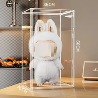 Grand présentoir de rangement et de présentation en acrylique transparent pour poupée Bubu en peluche et boîte aveugle Vitrines de jouets en plastique durables