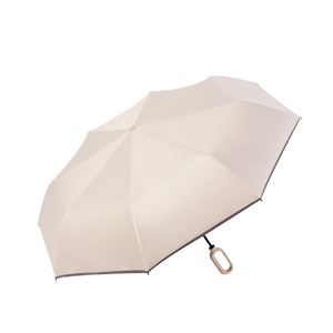 Paraguas de doble propósito con 8 varillas, anillo de apertura manual, reflectante de seguridad, de goma negra, con protección solar, para fabricantes, con logotipo personalizado. - Product Image 1
