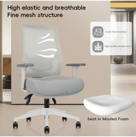 Chaise de bureau ergonomique en maille bleue avec support lombaire pour visiteurs et personnel, dossier mi-haut, du fabricant