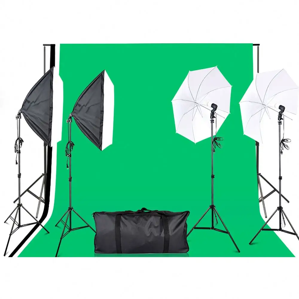 Groothandel Photo Studio Verlichting Achtergrond Stand Kit Softbox 5500K Paraplu Soft Box Voor Foto Video Schieten Livestream