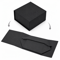 Boîte cadeau noire de luxe pliable avec logo personnalisé, vente en gros, emballage rigide en carton magnétique avec vernis sélectif UV pour vêtements
