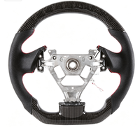 Setir Kemudi Flat Bottom Serat Karbon LED untuk Infiniti G35 2004-2007 Kulit Berlubang Hitam 375mm