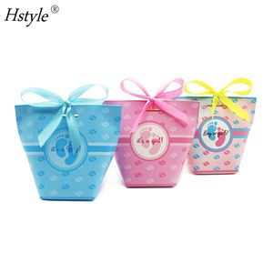 Hstyle 12 piezas Baby Shower tema papel caramelo tratar bolsa cumpleaños fiesta decoración bebé niño o niña género revelar fiesta Favor bolsas - Product Image 2