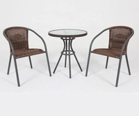 Table de salle à manger ronde en rotin en acier et aluminium moderne Joyeleisure pour une utilisation en extérieur