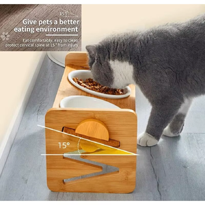 Fábrica Atacado Ajustável Elevada Stand <span class=keywords><strong>Pet</strong></span> Alimentador Com 2 Tigelas De Cerâmica para Gatos e Cães Pequenos - Product Image 5