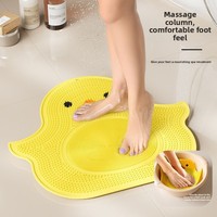 Tapis de bain antidérapant en silicone à ventouses, motif canard jaune de dessin animé, pour massage et exfoliation des pieds, avec traitement UV, pour salle de bain, vente en gros