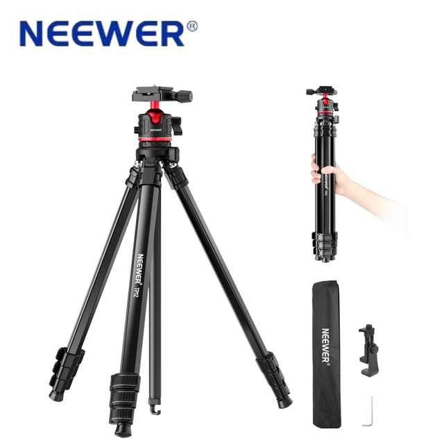 NEEWER Basics 66.5-inch/169cm Camera Travel Tripod, Lightweight Portable DSLR Camera Stand with Ball Head, Arca Type QR Board, P