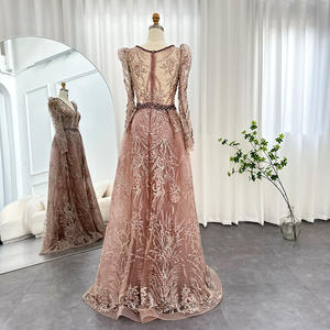 Jancember SCZ200 elegante de manga larga con cuello en V vestidos de fiesta de noche para mujer - Product Image 6