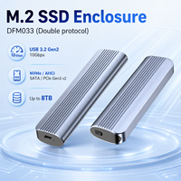 Carcasa para SSD M.2 NVMe/SATA, USB-C 3.2 Gen2 10Gbps, Sin Herramientas, Compatible con SSD de 8TB 2230/2280, Doble Protocolo, Carcasa de Aluminio