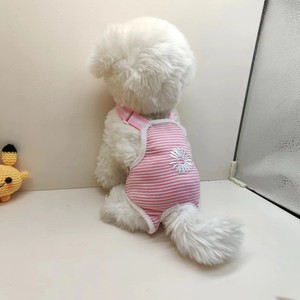 Culotte menstruelle rayée jaune pour chien, avec fleur brodée, pour femelles Teddy Bichon Frise, utilisation quatre saisons - Product Image 3