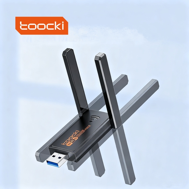 Toocki Cable-Free USB Wi-Fi 6 Adapter Receiver No-Built-in-Wi-Fi PCs AP Mode Hotspot Sharing 900Mbps Speed Black Family Use