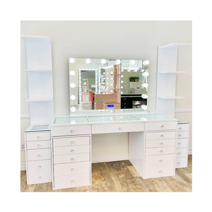 Hot Selling Bedroom Dressing Table <strong>Desk</strong> Makeup Vanity <strong>Set</strong> With Led Light Mirror And Power Socket 14 Hollywood Bulbs Illuminated - Product Image 4