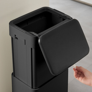 Kitchen Waste <b>Bin</b> Rectangular <b>Large</b> Size With Lid Indoor Use Black Color - Product Image 4