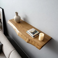 Étagère murale flottante artisanale en bois massif à bord naturel, support de rangement robuste, étagère en bois réglable pour entrée et décoration intérieure