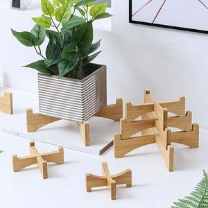 Bamboo Flower <b>Pot</b> Tray Desktop Minimalist Design Indoor Plant Stand For <b>Succulents</b> Pothos Green Plants - Product Image 4