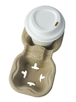 Support jetable biodégradable pour 2 gobelets, plateau porte-gobelets en papier déchirable 80-90mm, lot de 600 pièces