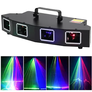 Лазерный куб Dmx512 U'King RGB Y с четырьмя отверстиями, 11Ch светодиодный светильник с голосовым управлением, Лазерное освещение для диджея, дискотеки, Лазерное освещение для ночного клуба, сценическая лампа