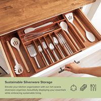 Organisateur de tiroir pour couverts, réglable, extensible, portable, séparateurs de tiroir en acacia |   Accessoires de cuisine de qualité professionnelle, conformes aux normes alimentaires
