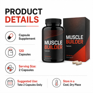 Compléments alimentaires pour la musculation, capsules à base de plantes, extrait de racine de ginseng rouge coréen et d'ashwagandha, booster d'énergie, OEM pour hommes - Product Image 3