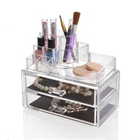 Boîtes de rangement empilables transparentes en acrylique pour accessoires, maquillage et organisation transfrontalière