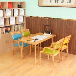 Banc de salle à manger en bois massif avec coussin vert, design rustique confortable pour ensemble de salle à manger - Product Image 4