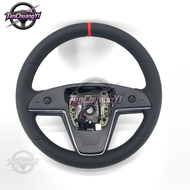 Factory Fast Shipping Black Carbon Fiber Car Steering Wheel for Tesla Model 3/Y-Sports Style