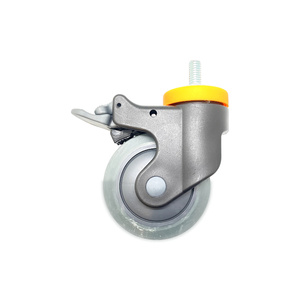 Roue pivotante robuste de 4 pouces avec frein, en plastique et acier, pour fauteuil roulant, roue de remplacement de sécurité - Product Image 1