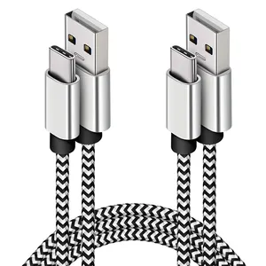 Kabel pengisi daya Super cepat Tipe C 3a kabel Data ponsel USB-C kepang OEM/ODM kabel Usb Tipe C UNTUK Iphone untuk Android
