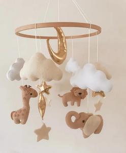 Vivaio nordico Unisex forniture per campanello letto appeso su misura animali realistici in feltro Safari elefante Baby cellulari - Product Image 2