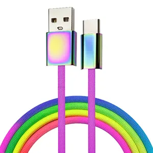 WIK-YD 2020 Neue Ankunft Kunden 1M 2,4 EINE Hohe Geschwindigkeit Regenbogen Nylon geflecht Usb-kabel Für Samsung für Huawei