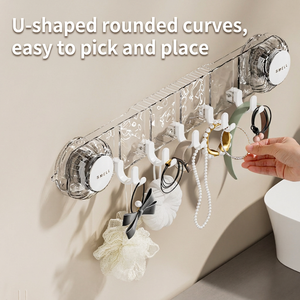 Support mural multifonctionnel en plastique transparent avec ventouse, porte-serviettes simple et étanche pour salle de bain et cuisine - Product Image 3